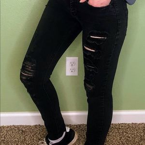 Distressed Black Jeggings